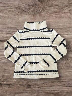 Dudley Stephens Park Slope Turtleneck Navy Scallop Stripe Terry Fleece XS NWT